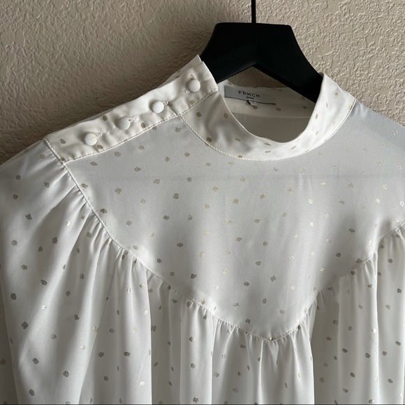 FRNCH Sheer White Blouse Size Small - Picture 3 of 8